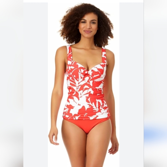 NWT floral Tankini and coral convertible swim bottom Anne Cole size 22W or 24W - Picture 5 of 15